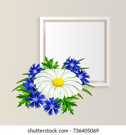 vector frame with flowers for postcard, price tag, flyer