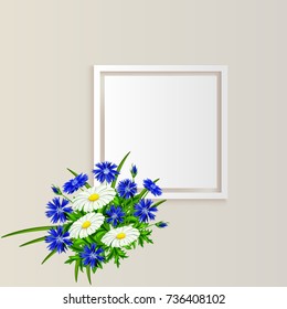 vector frame with flowers for postcard, price tag, flyer