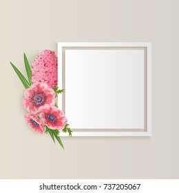 vector frame with flowers for postcard, price tag, flyer