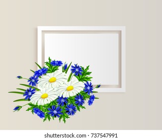 vector, frame with flowers for postcard, price tag etc