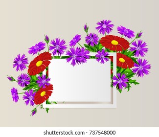 vector, frame with flowers for postcard, price tag etc