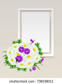 vector frame with flowers for postcard, price tag, flyer