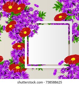 vector frame with flowers for postcard, price tag, flyer