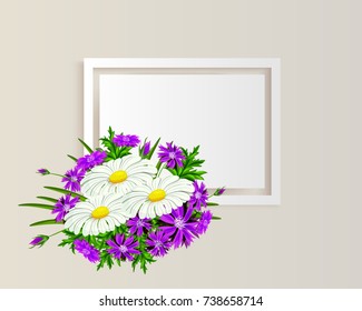 vector frame with flowers for postcard, price tag, flyer
