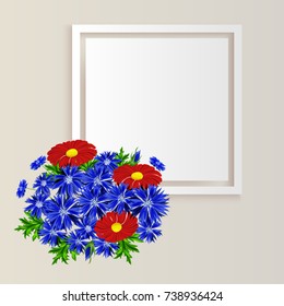 vector frame with flowers for postcard, price tag, flyer
