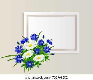 vector frame with flowers for postcard, price tag, flyer