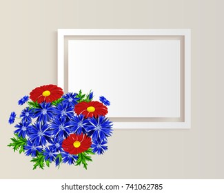 vector frame with flowers for postcard, price tag, flyer