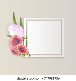 vector frame with flowers for postcard, price tag, flyer
