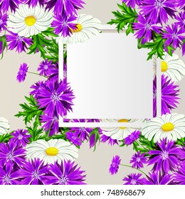 vector frame with flowers for postcard, price tag, flyer