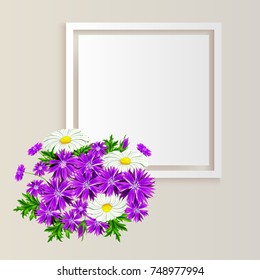 vector frame with flowers for postcard, price tag, flyer