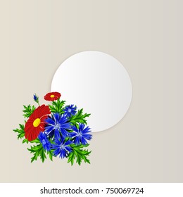 vector frame with flowers for postcard, price tag, flyer