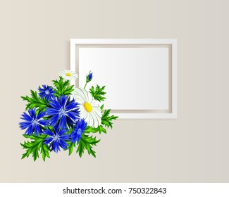 vector frame with flowers for postcard, price tag, flyer