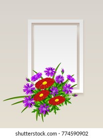 vector frame with flowers for postcard, price tag, flyer