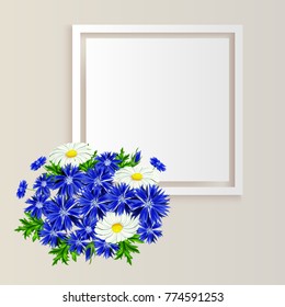 vector frame with flowers for postcard, price tag, flyer