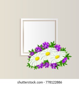 vector frame with flowers for postcard, price tag, flyer