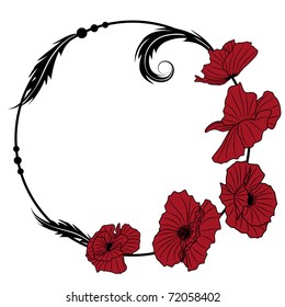  vector frame  with flowers of red poppy
