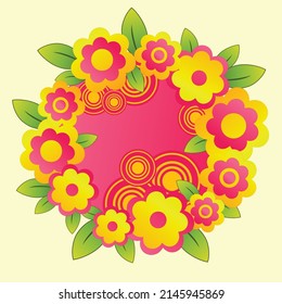 Vector frame of flowers. Vintage floral elements Isolated botanical illustration for a postcard.