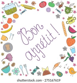 Vector frame with food and message