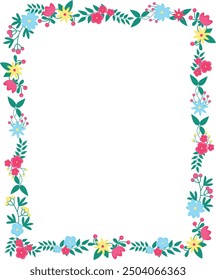 Vector frame in the form of a square with floral elements. Perfect for nursery decor, wrapping paper, greeting cards, home decor, wall art, stationery, baby shower invitations, packaging