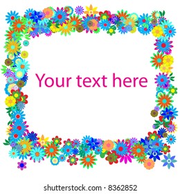 Vector - Frame formed by hundreds of flowers or floral patterns.