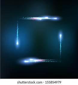 Vector frame formed by lights and sparkles