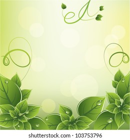 vector frame with fresh green leaves