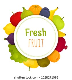 Vector frame of fruits. Card design with various fruits.