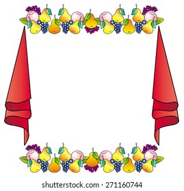 Vector frame with fruits isolated on a white background