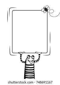 Vector frame with a funny frog. Vector illustration .