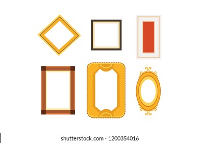Vector frame gallery set collection. Rectangular and square art framework isolated.