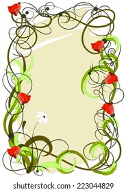 Vector frame from a garland of wildflowers
