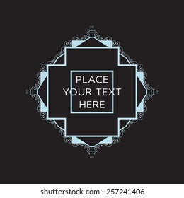 Vector Frame. Geometric Line Design Style for Hipster Art. Art Deco Monogram and Emblem Elements. Copy Space for Text.