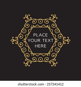 Vector Frame. Geometric Line Design Style for Hipster Art. Art Deco Monogram and Emblem Elements. Copy Space for Text.