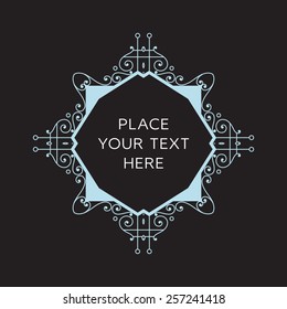 Vector Frame. Geometric Line Design Style for Hipster Art. Art Deco Monogram and Emblem Elements. Copy Space for Text.