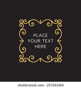 Vector Frame. Geometric Line Design Style for Hipster Art. Art Deco Monogram and Emblem Elements. Copy Space for Text.