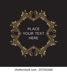 Vector Frame. Geometric Line Design Style for Hipster Art. Art Deco Monogram and Emblem Elements. Copy Space for Text.