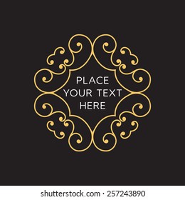 Vector Frame. Geometric Line Design Style for Hipster Art. Art Deco Monogram and Emblem Elements. Copy Space for Text.