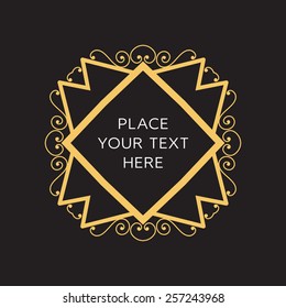 Vector Frame. Geometric Line Design Style for Hipster Art. Art Deco Monogram and Emblem Elements. Copy Space for Text.