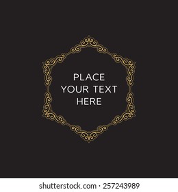 Vector Frame. Geometric Line Design Style for Hipster Art. Art Deco Monogram and Emblem Elements. Copy Space for Text.