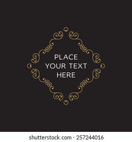 Vector Frame. Geometric Line Design Style for Hipster Art. Art Deco Monogram and Emblem Elements. Copy Space for Text.