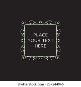 Vector Frame. Geometric Line Design Style for Hipster Art. Art Deco Monogram and Emblem Elements. Copy Space for Text.