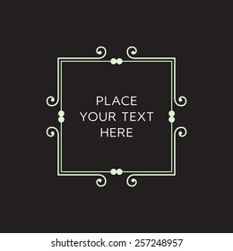 Vector Frame. Geometric Line Design Style for Hipster Art. Art Deco Monogram and Emblem Elements. Copy Space for Text.