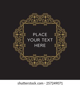 Vector Frame. Geometric Line Design Style for Hipster Art. Art Deco Monogram and Emblem Elements. Copy Space for Text.