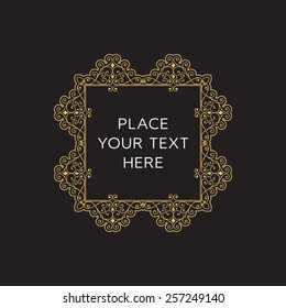 Vector Frame. Geometric Line Design Style for Hipster Art. Art Deco Monogram and Emblem Elements. Copy Space for Text.