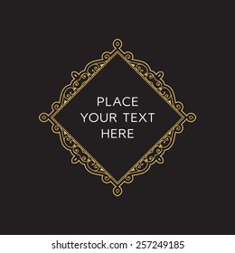 Vector Frame. Geometric Line Design Style for Hipster Art. Art Deco Monogram and Emblem Elements. Copy Space for Text.