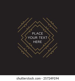 Quadro vetorial. Estilo de Design de Linha Geométrica para Hipster Art. Art Deco Monograma e Elementos Emblema. Copiar Espaço para Texto.