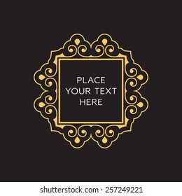 Vector Frame. Geometric Line Design Style for Hipster Art. Art Deco Monogram and Emblem Elements. Copy Space for Text.