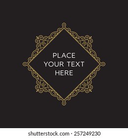 Vector Frame. Geometric Line Design Style for Hipster Art. Art Deco Monogram and Emblem Elements. Copy Space for Text.