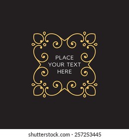 Vector Frame. Geometric Line Design Style for Hipster Art. Art Deco Monogram and Emblem Elements. Copy Space for Text