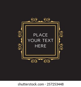 Vector Frame. Geometric Line Design Style for Hipster Art. Art Deco Monogram and Emblem Elements. Copy Space for Text